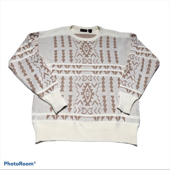 Vintage Botany 500 Grandpa Dad Ski Sweater  Aztec - Picture 1 of 7